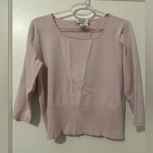 Talbots Pink Boxy light sweater with 3/4 Sleeves